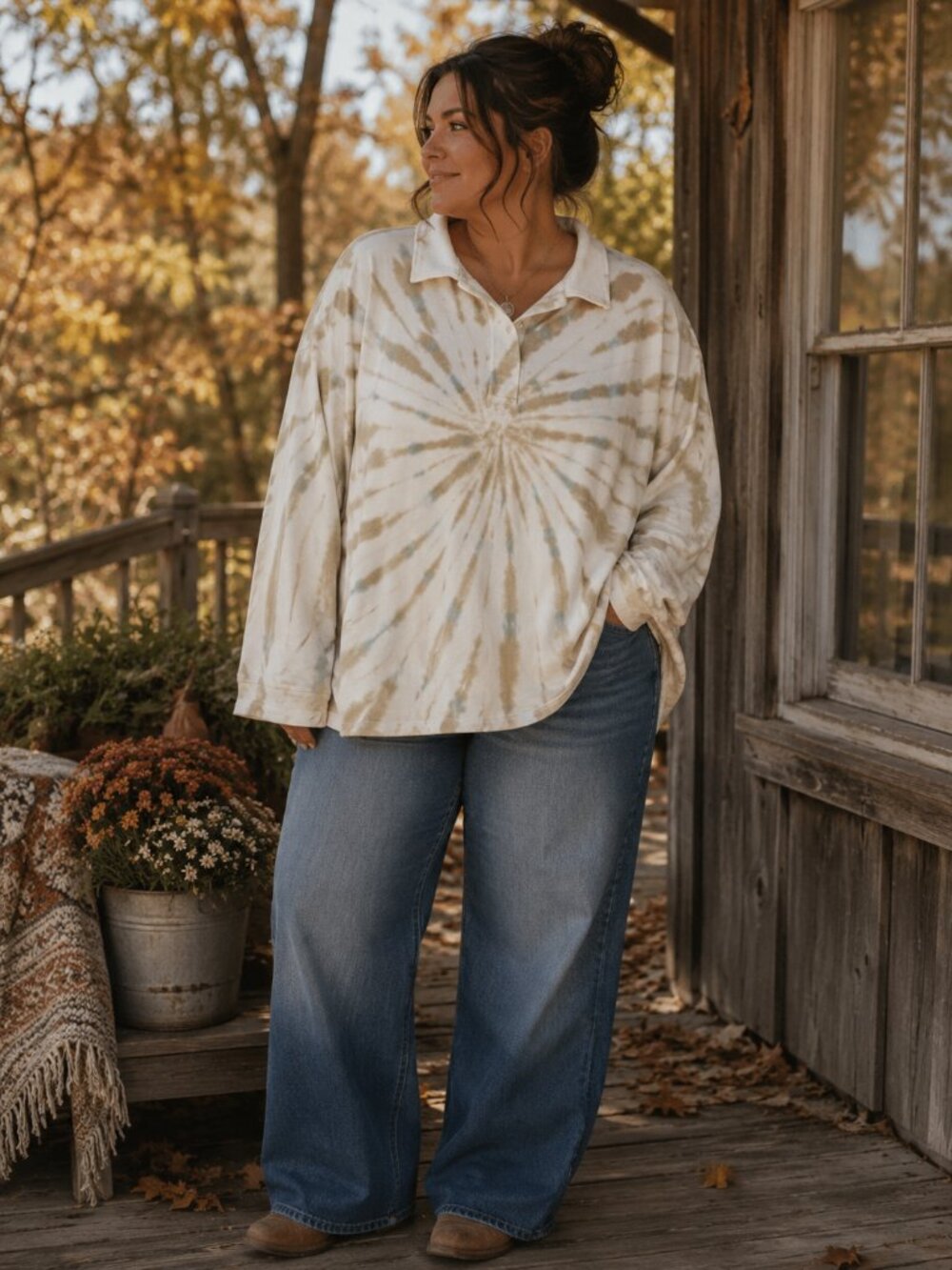 Cotton Tie-Dye Oversized Pullover Top